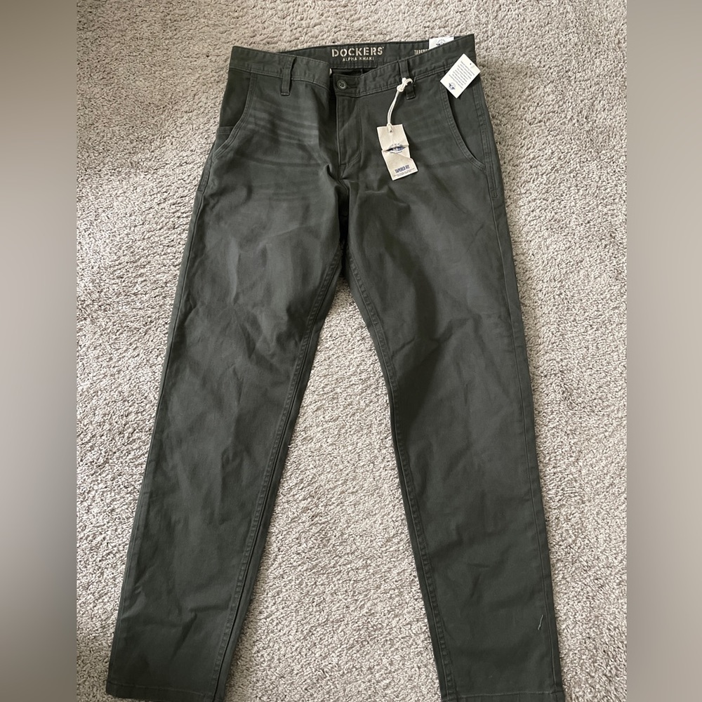 Dockers Mens Alpha Khaki Tapered Fit Jeans Gray 31x30